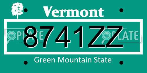 8741ZZ Vermont License Plate