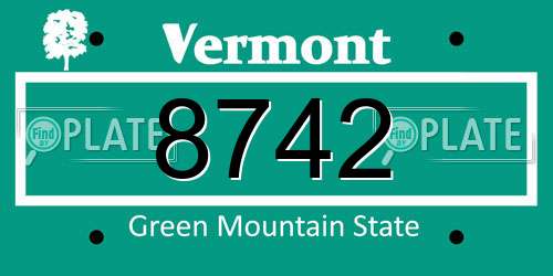 8742 Vermont License Plate