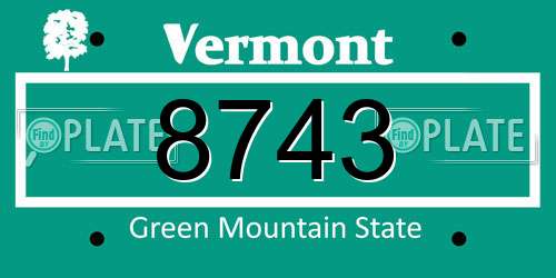 8743 Vermont License Plate