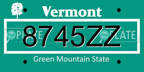 8745ZZ Vermont License Plate