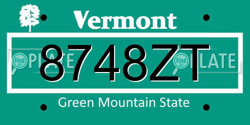 8748ZT Vermont License Plate
