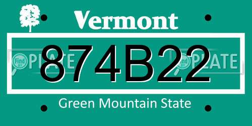 874B22 Vermont License Plate