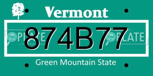 874B77 Vermont License Plate