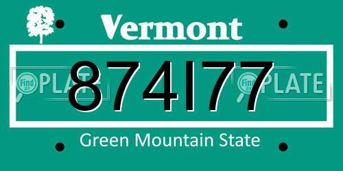 874I77 Vermont License Plate