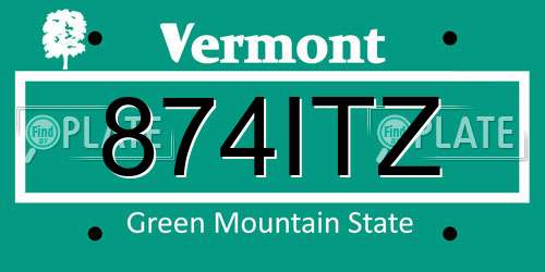 874ITZ Vermont License Plate