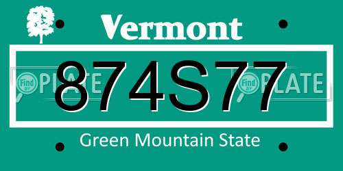 874S77 Vermont License Plate