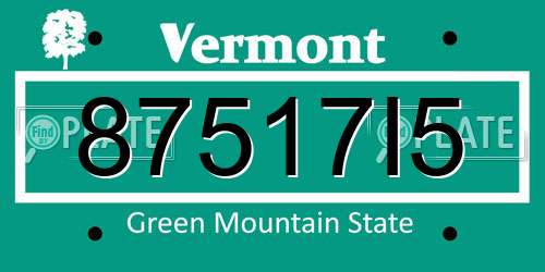 87517I5 Vermont License Plate