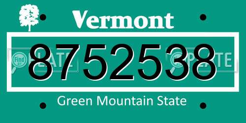 8752538 Vermont License Plate