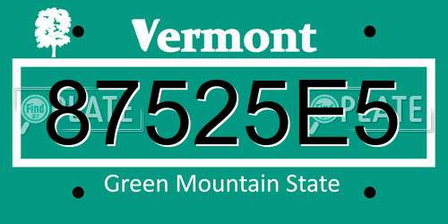 87525E5 Vermont License Plate