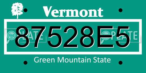 87528E5 Vermont License Plate