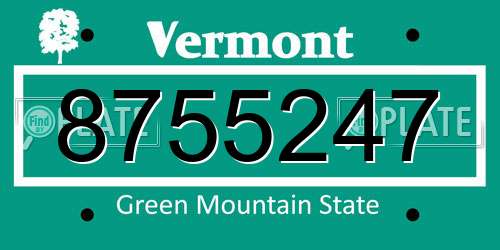 8755247 Vermont License Plate