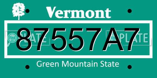 87557A7 Vermont License Plate