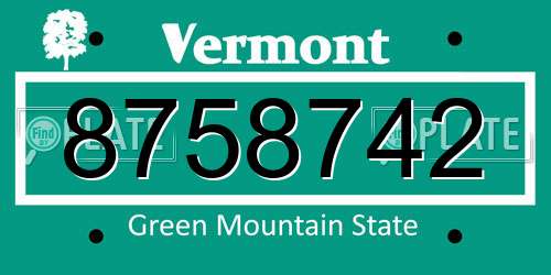 8758742 Vermont License Plate
