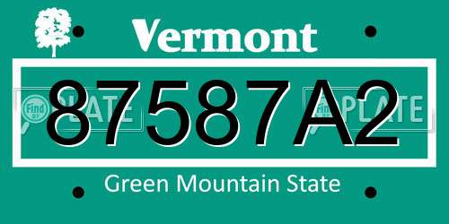 87587A2 Vermont License Plate