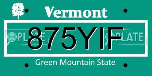 875YIF Vermont License Plate