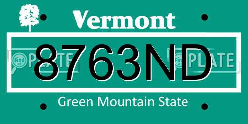 8763ND Vermont License Plate