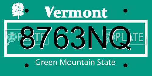 8763NQ Vermont License Plate