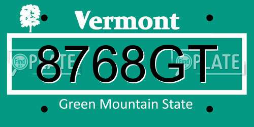 8768GT Vermont License Plate