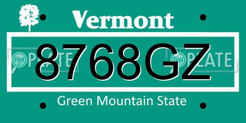 8768GZ Vermont License Plate