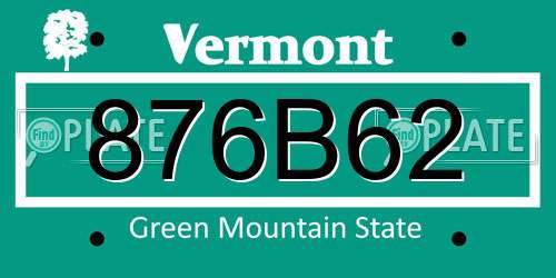 876B62 Vermont License Plate