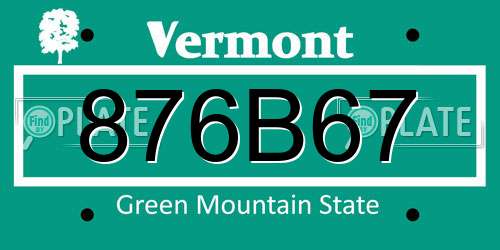 876B67 Vermont License Plate
