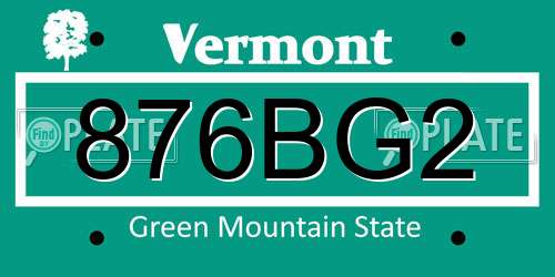 876BG2 Vermont License Plate