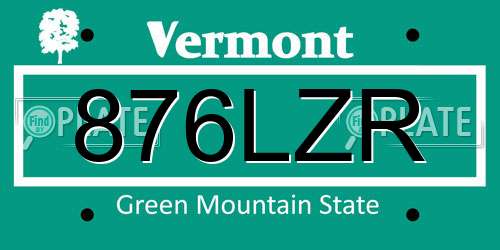 876LZR Vermont License Plate