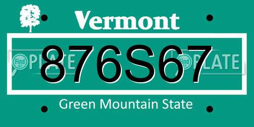 876S67 Vermont License Plate