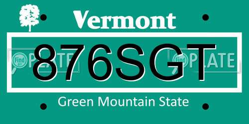 876SGT Vermont License Plate
