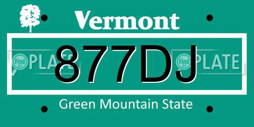 877DJ Vermont License Plate