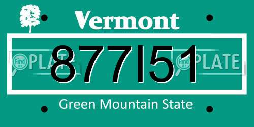 877I51 Vermont License Plate
