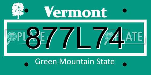 877L74 Vermont License Plate