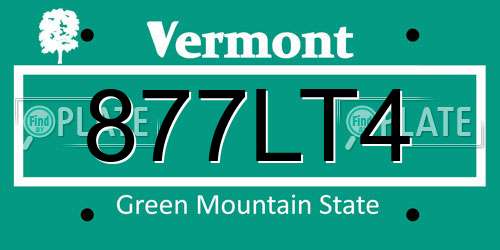 877LT4 Vermont License Plate
