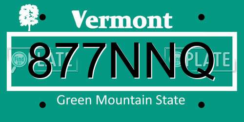 877NNQ Vermont License Plate