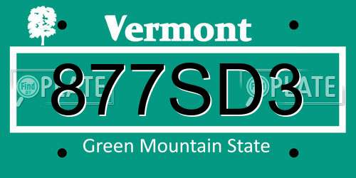 877SD3 Vermont License Plate