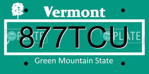 877TCU Vermont License Plate