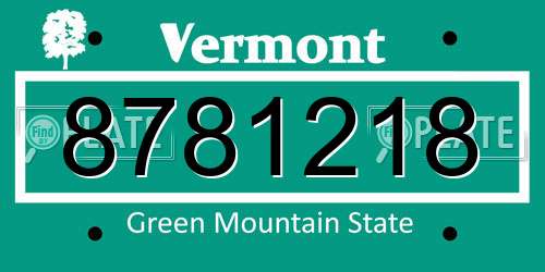 8781218 Vermont License Plate