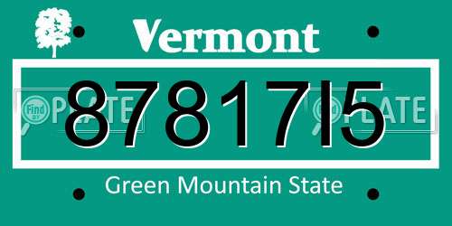 87817I5 Vermont License Plate