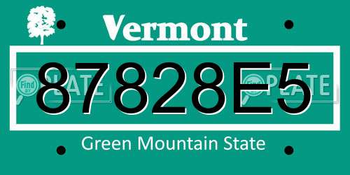 87828E5 Vermont License Plate