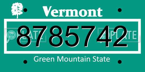 8785742 Vermont License Plate