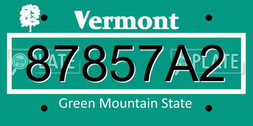 87857A2 Vermont License Plate