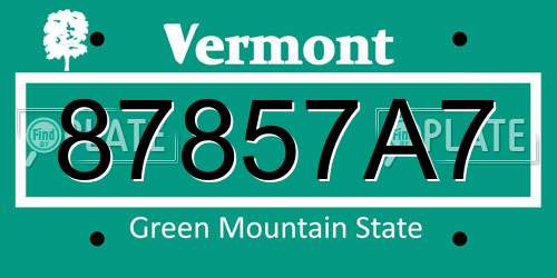 87857A7 Vermont License Plate