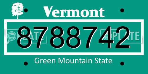 8788742 Vermont License Plate