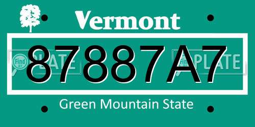 87887A7 Vermont License Plate