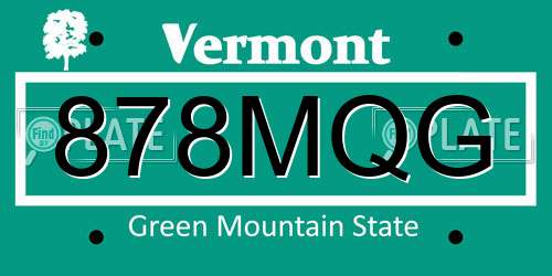 878MQG Vermont License Plate