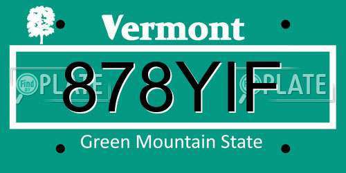 878YIF Vermont License Plate
