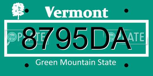 8795DA Vermont License Plate
