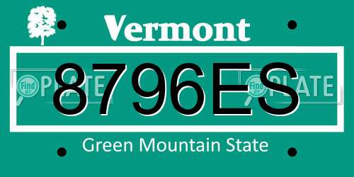 8796ES Vermont License Plate