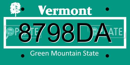 8798DA Vermont License Plate