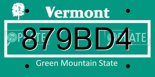 879BD4 Vermont License Plate